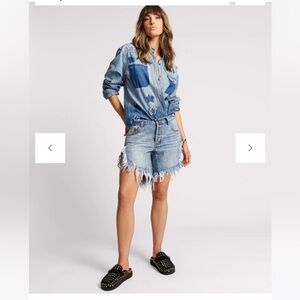 NWT Free People X One Teaspoon Frankies Denim Distressed Shorts